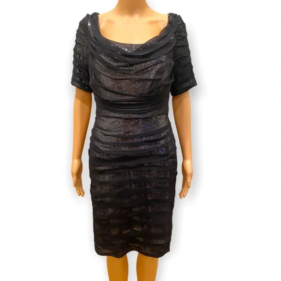 tadashi shoji black sequin dress Tadashi Shoji Senoia Sequin Embroidered Illusion Dress - Black/Nude